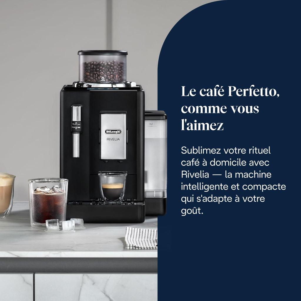 Rivelia - Perfetto Machine à Café Automatique, Mousseur à Lait Classique, Noir
