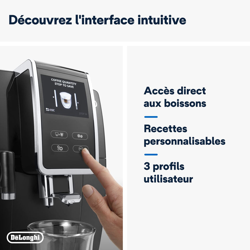 Dinamica Plus, Machine Expresso avec Broyeur, Système LatteCrema, 1.8l, Noir
