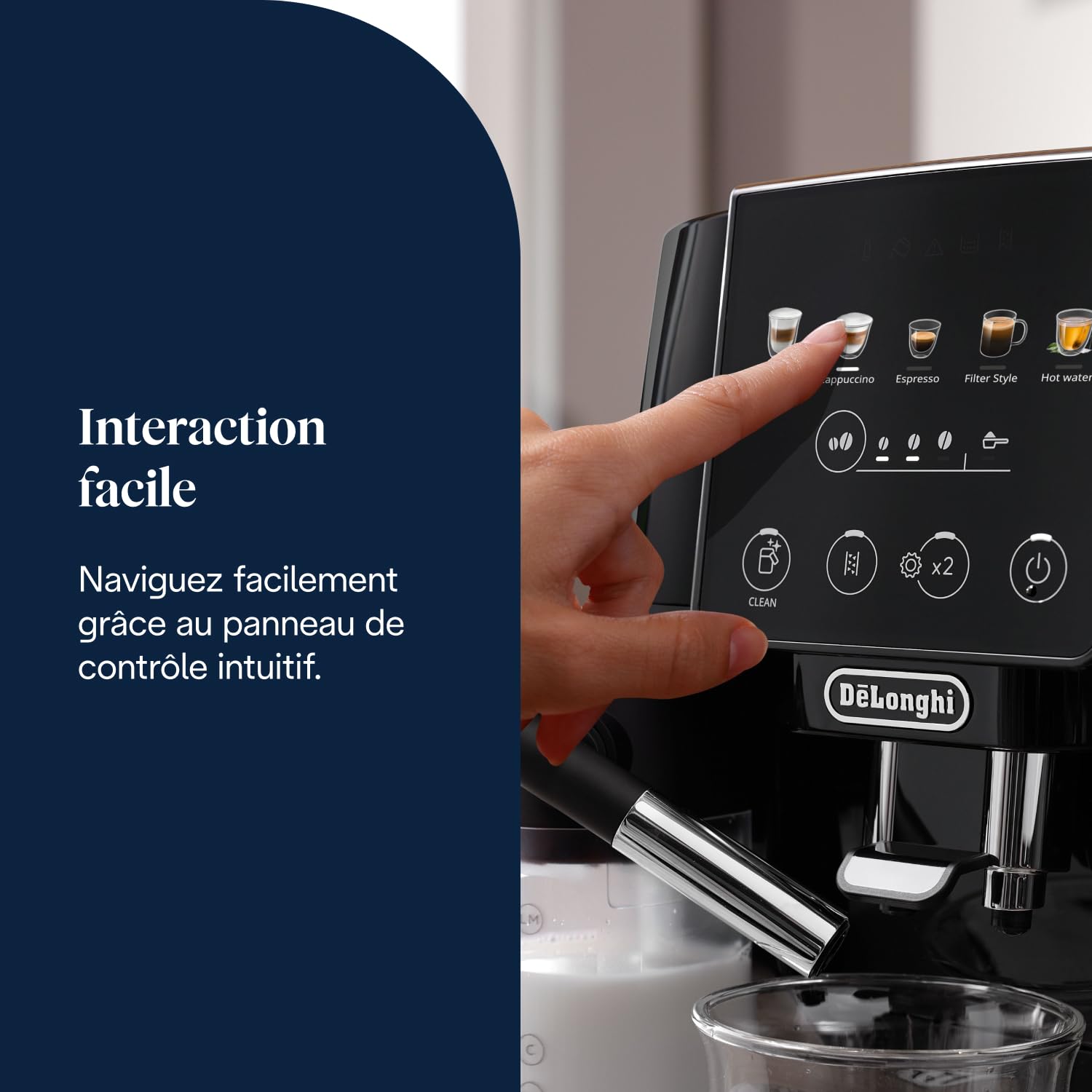 Magnifica Start - Perfetto Machine à Café Automatique avec LatteCrema Mousseur à Lait Automatique, Noir