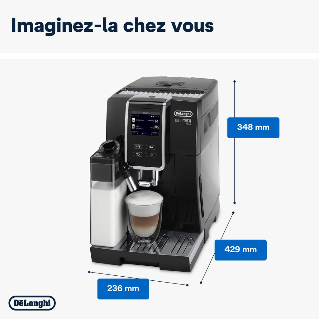 Dinamica Plus, Machine Expresso avec Broyeur, Système LatteCrema, 1.8l, Noir