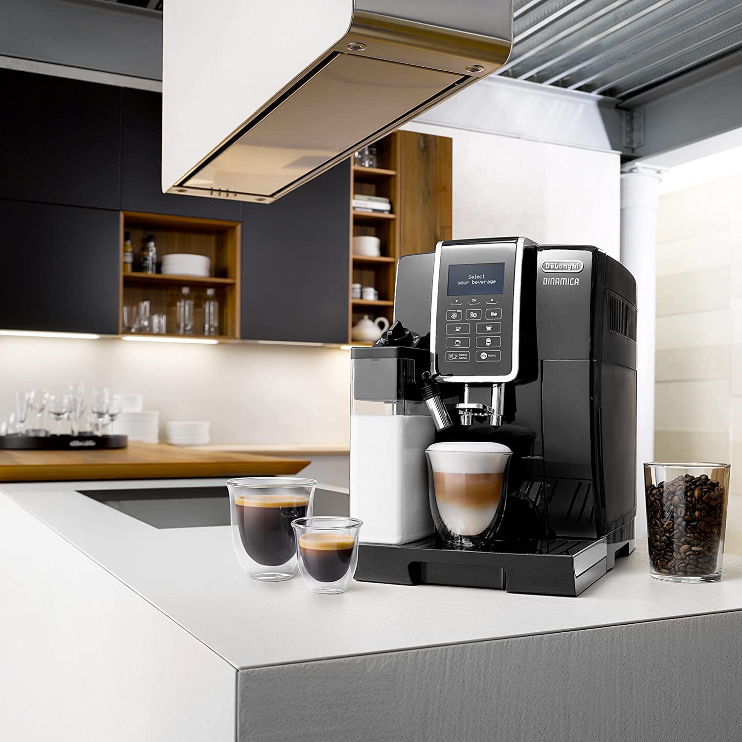 Dinamica Machine a Café Grain Cappuccino et Expresso, 1.8L, Noir