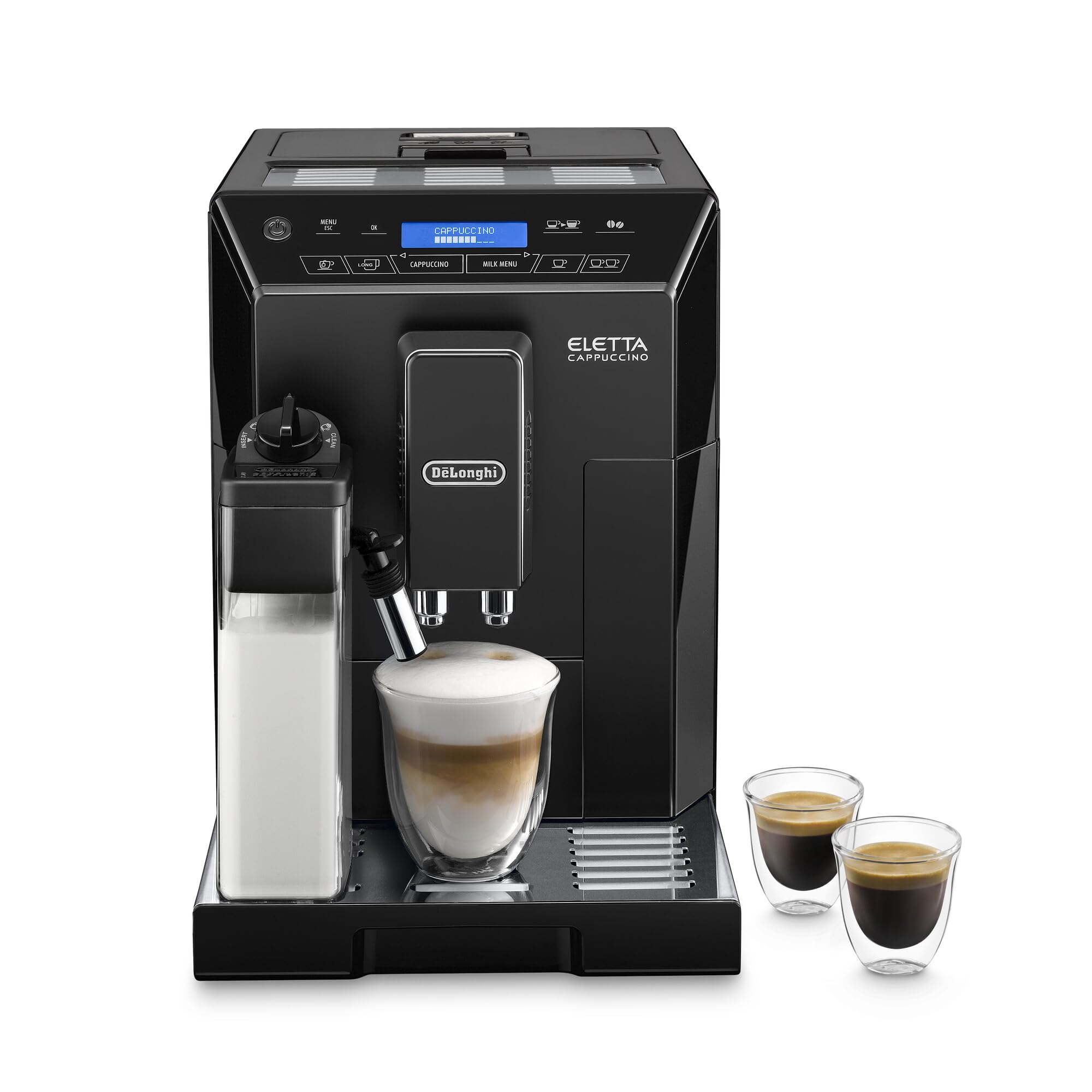Eletta, Machine expresso avec broyeur, technologie exclusive boissons lactées, 2L,Noir