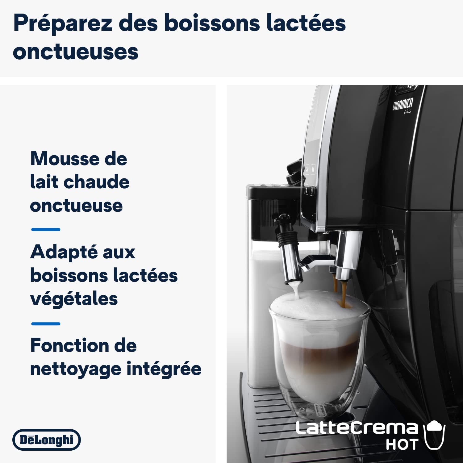 Dinamica Plus, Machine Expresso avec Broyeur, Système LatteCrema, 1.8l, Noir