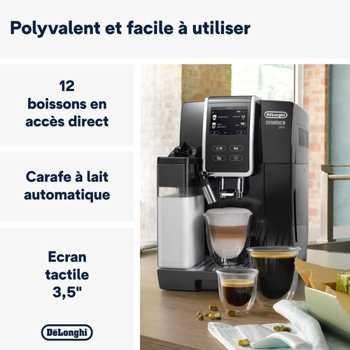 Dinamica Plus, Machine Expresso avec Broyeur, Système LatteCrema, 1.8l, Noir